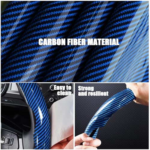 Carbon Fiber Steering Wheel Covers 3 Piece Clip on Steering Wheel Cover (Blue) - color: Blue