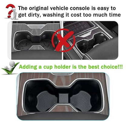 Center Console Cup Holder Inserts for 2026 2025 2024 GMC Sierra EV Denali Accessories Noise-Free TPE Middle Console Drink Holder Organizer Non-Slip Cup Holder Protector for GMC Sierra EV Black - size: for GMC Sierra EV Denali 2024-2026