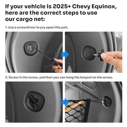 Canvcle Trunk Cargo Net for 2018-2025 2026 Chevy Equinox & GMC Terrain Accessories Envelope Style Mesh Trunk Net Organizer and Storage Stretchable Elastic Nylon Rear Cargo Netting with Hooks - style: for Chevy Equinox