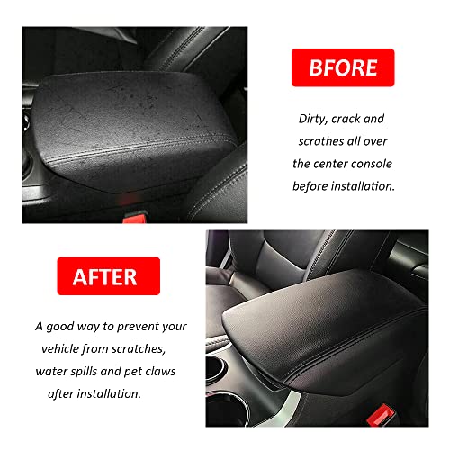 DEYTOP Console Armrest Cover for Ford Explorer 2011-2019 Center Console Crusion Pad for 2019 2017 2016-2011 Explorer Anti-Scratch Leather Armrest Crusion Protector (Black with Black Stitches)