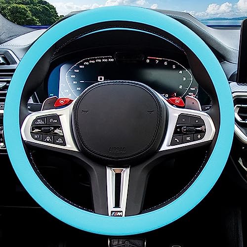 JDDRY Steering Wheel Cover - Silicone Protector - Universal Fit - Light Blue (1PC) - color: Light Blue