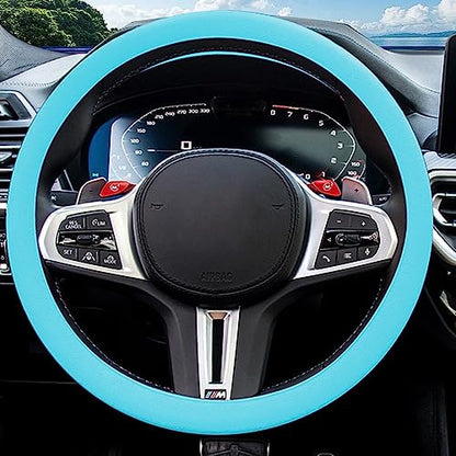 JDDRY Steering Wheel Cover - Silicone Protector - Universal Fit - Light Blue (1PC) - color: Light Blue