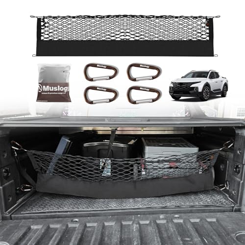 Truck Bed Cargo Net Trunk Netting Compatible with Hyundai Santa Cruz 2022-2026 Accessories, Pickup Cargo Organizer SUV Sedan Storage Net w/Heavy Duty Carabiners - style: 2022+ Santa Cruz