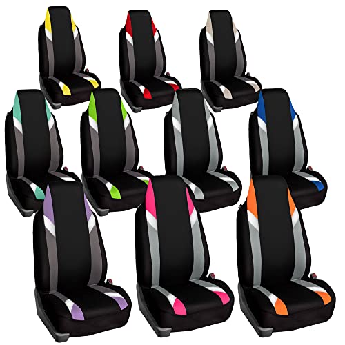 FH Group Front Set Cloth Car Seat Covers for Bucket Seats, 1-Piece Seat Cover, Universal Fit, Airbag Compatible, SUV, Van Seat Covers, Blue - color: Blue, style: Front Set