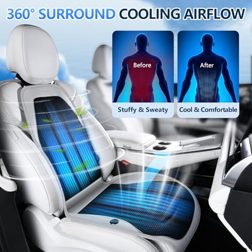 Upgraded Cooling Car Seat Cover Front Seat with Blowing&Suction, 12V-24V Ventilated Car Seat Cushion with 8 Turbo Fans, 3-Speed Adjustable Universal Fit Breathable Car Cushion for Summer Driving-Gray - color: Gray