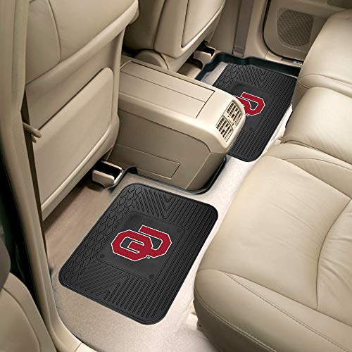 Fanmats University of Oklahoma Sooners Set of 4 Car Mats for Cars, SUV, Pickups - All Weather Protection, Deep Reservoir Design, Universal Fit - 3D NCAA Team Logo - 29”x17” Front - 14”x 17” Rear Mat