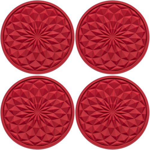 4 Pack Silicone Car Cup Holder Coaster – 2.75 Inch Non-Slip Drink Mat, Universal Fit for Most Vehicles – Cute & Functional Auto Accessories (Red) - color: Red, size: 4 pcs