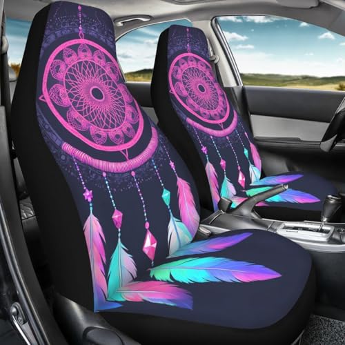 Pehede Car Seat Cover Fantasy Dream Catcher Front for Cars, Easy to Install Cover Set, Accessories Auto Trucks Van SUV,2 Packs - color: Multi12