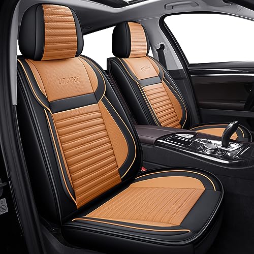 Full Set Car Seat Covers, Faux Nappa Leather, Airbag Compatible and Waterproof Protectors for Sedans SUVs, Breathable Interior for Active Families, Pets, and Commuters (5 Seats, Black/Brown) - color: Brown-Black, size: Full set