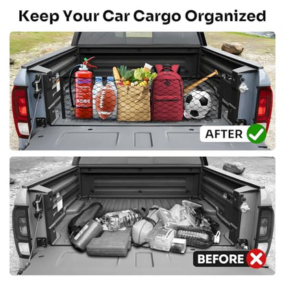 Canvcle Trunk Cargo Net for 2017-2026 Honda Ridgeline Accessories Envelope Style Mesh Trunk Net Organizer and Storage Stretchable Adjustable Elastic Nylon Rear Cargo Netting with Hooks - style: for Honda Ridgeline