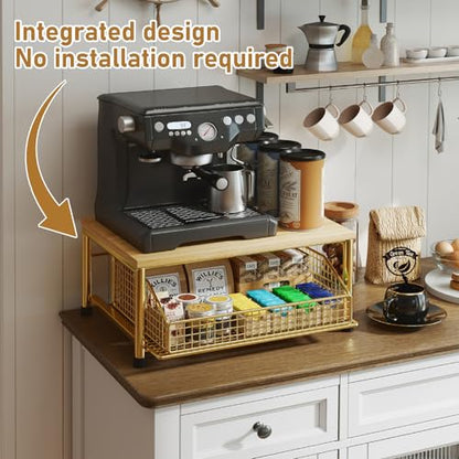 Funecy Coffee Pod Drawer Holder,Coffee Machine Storage Rack,Home Kitchen Counter Coffee Bar Organizer,Storage Basket Drawer (Gold) - color: Gold