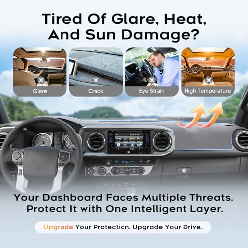 Upgraded Gray Dash Cover for 2016-2023 Toyota Tacoma Accessories,Dashboard Cover Mat Carpet Pad UV Protection Anti-Glare Non-Slip - size: 16-23 Tacoma Dash Cover(Gray)