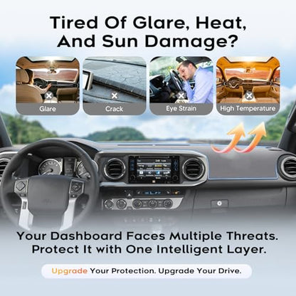 Upgraded Gray Dash Cover for 2016-2023 Toyota Tacoma Accessories,Dashboard Cover Mat Carpet Pad UV Protection Anti-Glare Non-Slip - size: 16-23 Tacoma Dash Cover(Gray)