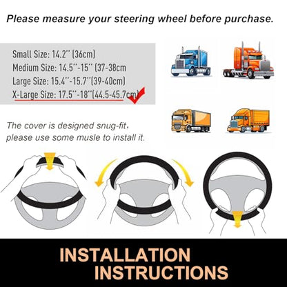 XL Size 17.5-18 Inch Comfy Grip Steering Wheel Cover for Semi Truck, Fits RV, Big Rig Trucker, 18 Wheeler and Classic Cars, Anti-Slip Design 17.5-18 Inch(Silicone Black) - color: 1.Black, size: Extra Large Size[17 1/2''-18'']