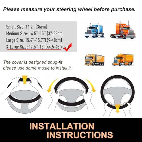 PINCTROT XL Size 17.5-18 Inch Comfy Grip Steering Wheel Cover for Semi Truck, Fits RV, Big Rig Trucker, 18 Wheeler and Classic Cars, Anti-Slip Design 17.5-18 Inch(Silicone Brown) - color: 8.Brown, size: Extra Large Size[17 1/2''-18'']