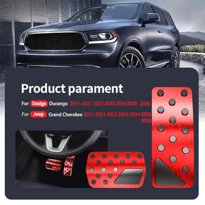 Car Pedal Cover for Jeep Grand Cherokee Dodge Durango 2011-2024 2025 2026 Aluminum Alloy No Drilling Aluminum Brake and Accelerator Pedal Covers 2PCS(Red) - color: Red
