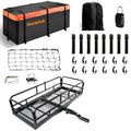 60" x 24" x 13" Hitch Cargo Carrier, 600 Lbs Heavy Duty Folding Luggage Rack for SUV & Truck, Steel Mesh Cargo Carrier Hitch Mount Fits 2" Receiver，with 57x22x13 Waterproof Bag - color: 60x24x13 inch with Bag