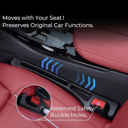 Car Seat Gap Filler, 2-Pack No-Drop Seat Side Gap Seam Filler Organizer with Phone Holder, Universal Fit Fill The Gap Between Seat & Console, Perfect for Car, SUV, Truck