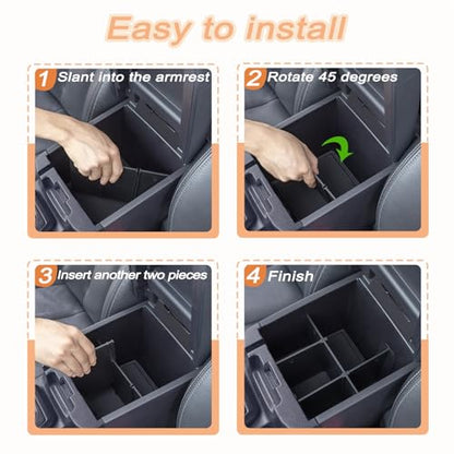 3PCS Center Console Organzier Compatible with Toyota Tacoma 2016-2023 Accessories Tray Hidden Box Divider ABS Material Insert - color: 3PCS