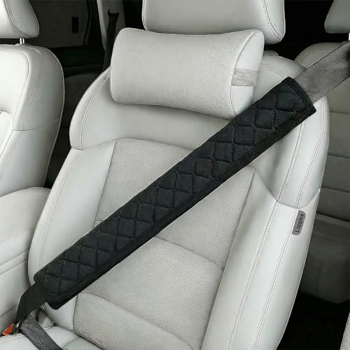 19.5 Inch Extra Long Car Seat Belt Covers, Soft and Comfortable Harness Pad for Adults and Kids, Long-lasting Fabric Material Easy to Install Universal Fit for Cars Trucks SUV (Black, 19.5in, 1pc) - size: 19.5in, 1pc