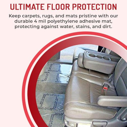 Hi-Tech Auto Adhesive Plastic Floor Mat, 4 mil | Perforated Every 24" | 100 Mats Per Roll | (21" Wide, 200' Long) - size: 21" Wide, 200' Long