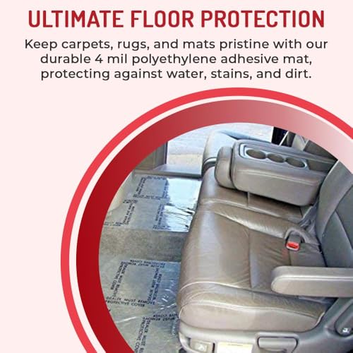 Hi-Tech Auto Adhesive Plastic Floor Mat, 4 mil | Perforated Every 24" | 200 Mats Per Roll | (24" Wide, 350' Long) - size: 24" Wide, 350' Long