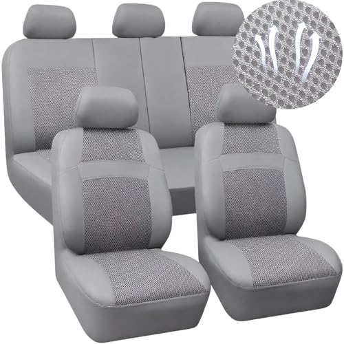 Car Seat Cover Full Set,3D Breathable Mesh Seat Cover,5mm Composite Sponge,Cute Car Accessories for Women,Universal Type Suitable for Sedans,SUV,Trucks (Grey) - color: Grey