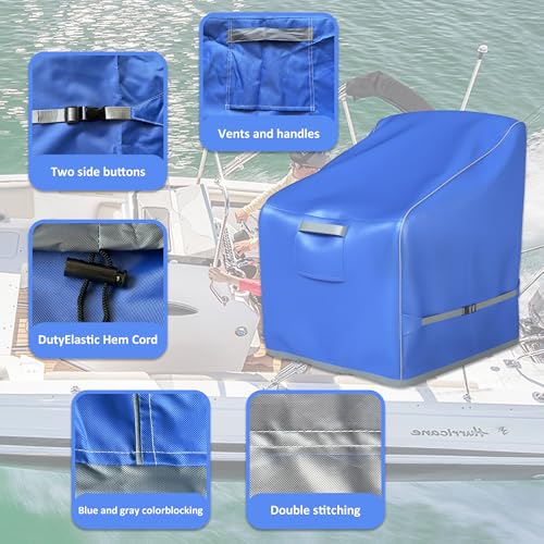 Boat Center Console Cover, 600D Heavy Duty Waterproof Oxford, All Weather Protection Center Console Cover with Windproof Straps, 46" L x 40" W x 48" H, Blue