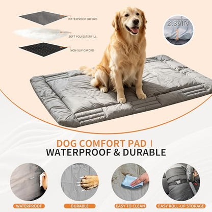 Hard Bottom Dog Back Seat Extender & Seat Cover Bundle - Includes Detachable Dog Travel Bed, 2-in-1 Backseat Cover for Dogs, Waterproof Non-Slip Heavy Duty, Fits Cars, Small Trucks & SUVs