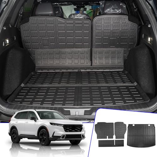 Cargo Mat Compatible with 2023 2024 2025 2026 Honda CRV (Include Hybrid) Cargo Liner Trunk Mat Back Seat Cover Protector Honda CR-V Accessories (Fit Upper Deck, Trunk Mat+Backrest Mats) - color: Fit 2023-2026 Upper Deck, size: Trunk Mats + Backrest Mats