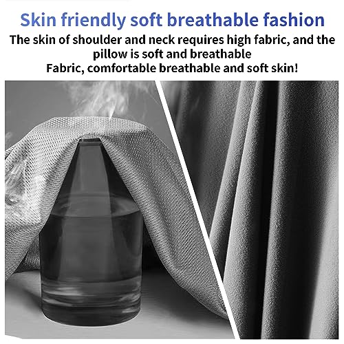 LIQUN Memory Foam Car Neck Pillow, Neck Support Pillow, Neck Support Pad Pain Relief, Adjustable Belt and Breathable Detachable, Suitable for Most Car Pillows Grey