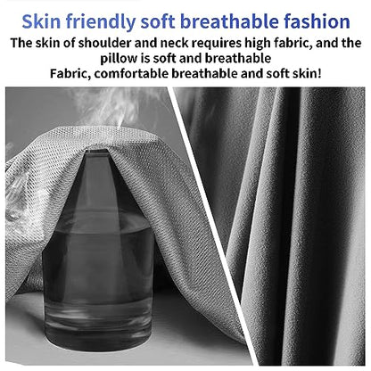 LIQUN Memory Foam Car Neck Pillow, Neck Support Pillow, Neck Support Pad Pain Relief, Adjustable Belt and Breathable Detachable, Suitable for Most Car Pillows Grey