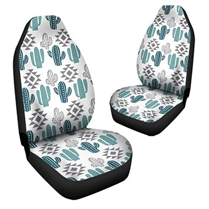 Howilath Aztec Southwest Cactus Printed Seat Covers for Men Car Seat Covers, 2pcs Car Accessories High Back Front Seat Covers - color: Aztec Southwest Cactus - White