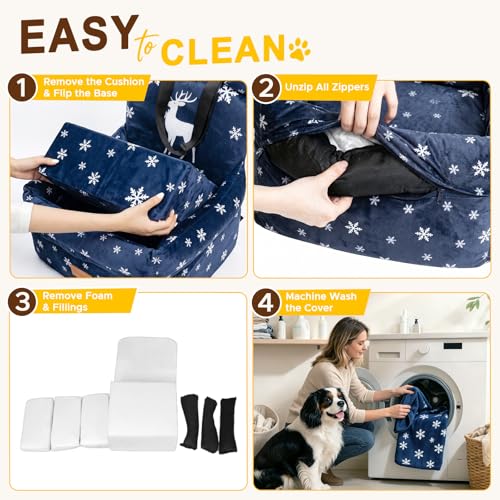 Dog Booster Car Seats for S/M Dogs Up to 35lbs,Pet Car Seat/Travel Bed with Washable&Removable Cover,Storage Pockets,Dog Safety Belt and Elevated Cushion Fits in Front/Back Seat - color: Elk