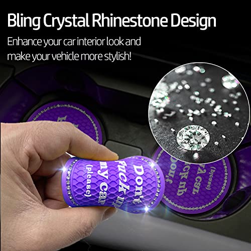 Car Cup Coasters 2 Pack - Bling Interior Accessories, Universal Cup Holder Inserts for SUV/Truck (Purple, 2PC) - color: Purple-2pc