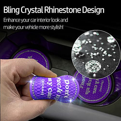 Car Cup Coasters 2 Pack - Bling Interior Accessories, Universal Cup Holder Inserts for SUV/Truck (Purple, 2PC) - color: Purple-2pc