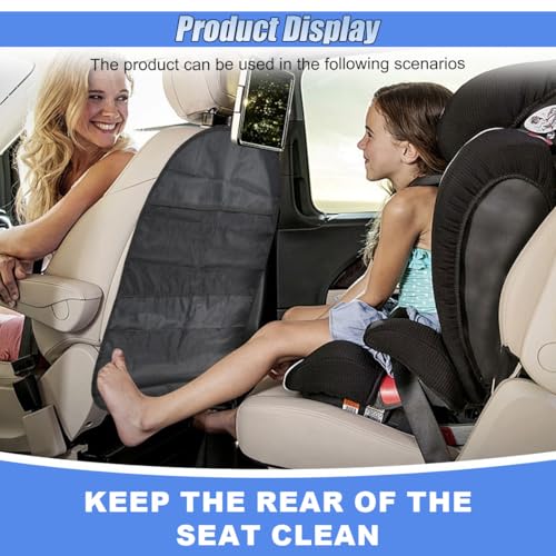 2PCS Kick Mat Back Seat Protector, Waterproof Car Backseat Cover for Kids with 2 Storage Mesh Pockets, Universal Vehicle Seat Back Organizer Protect from Dirt and Mud