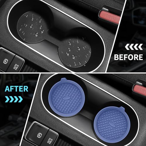Car Cup Holder Coasters [4 Pack] Silicone Cups Mats, Automotive Universal Non-Slip Recessed Interior Accessories Navy Blue - color: 4pack-nave Blue