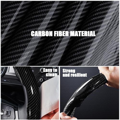 Carbon Fiber Steering Wheel Covers 3 Piece Clip on Steering Wheel Cover (Black) - color: Black