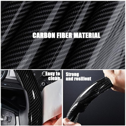 Carbon Fiber Steering Wheel Covers 3 Piece Clip on Steering Wheel Cover (Black) - color: Black