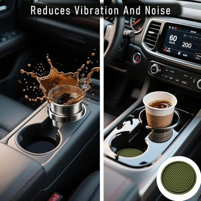 Car Cup Holder Coaster 4 Pack - Non Slip & Shockproof,Flexible PVC Rubber Insert for Car/Truck/SUV/VAN (2.75"x0.2") Universal Fit Auto Cup Holders Accessories for Women and Man (Blackish Green) - color: Blackish Green