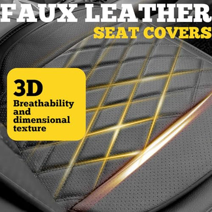 Car Seat Covers Full Set (5 Seats) - Premium Perforated Nappa Leather, Waterproof Shield, Omni-Adapt Fit SUVs Sedans, Ultimate Family & Pet Protection