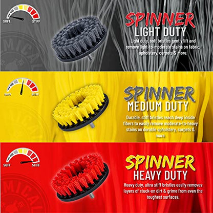 Chemical Guys ACC507 Medium Duty Spinner Multi-Surface Drill Brush Attachment (Fits Any Standard Drill - Power Scrubber Removes Stains & Cleans Floor Mats, Upholstery & Carpets), Yellow - style: Medium Duty