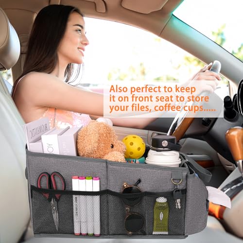 HEYSKAY Car Organizer with Tissue Box, Coffee Cup Drink Holder, Toy Books Storage for Car (Grey) - color: Grey
