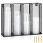 Wall Mount Portion Sauce Cup Lid Organizer 4 Compartments Iron Sauce Cup Dispenser Black Cup and Lid Holder Organizer Fits Cups Size 2 to 4 oz For Kitchen Counter Restaurant Coffee Bar 13x10x3.3 In