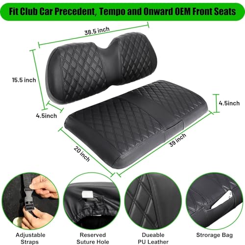 Club Car Precedent Seat Covers, Golf Cart Seat Covers for Precedent OEM Ordinary Seat-Thick Premium Marine Leather Custom Diamond Comfortable/Anti-Scratch/Anti-Fading/Easy to Install - style: Fit Club Car Precedent&Tempo Front Seat