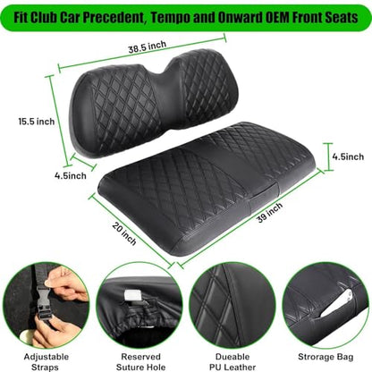 Club Car Precedent Seat Covers, Golf Cart Seat Covers for Precedent OEM Ordinary Seat-Thick Premium Marine Leather Custom Diamond Comfortable/Anti-Scratch/Anti-Fading/Easy to Install - style: Fit Club Car Precedent&Tempo Front Seat