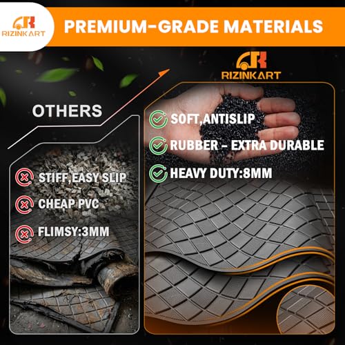 Upgraded Golf Cart Floor Mat for Club Car, 8mm Thick Rubber Full Coverage Liner Mat for Club Car DS 1982-2013 / Villager 1982-2018,Heavy-Duty Non-Slip Mat Replacement-Gray Trim,Abrasion Resistant