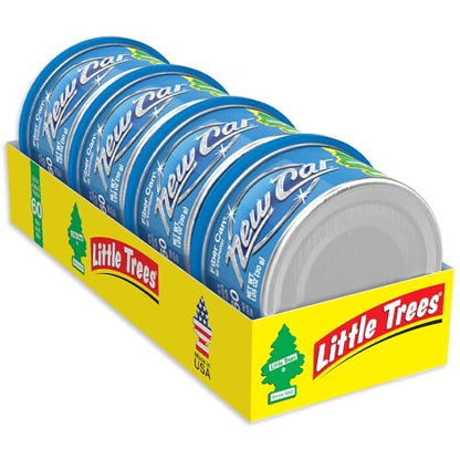LITTLE TREES Car Air Freshener | Fiber Can Provides Long Lasting Scent for Auto or Home | Recycled Fiber | New Car Scent, 4 Air Fresheners - color: New Car Scent