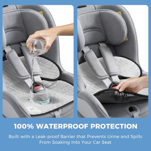 Potty Training Car Seat Protector, 2 Pack Waterproof Piddle Pads Carseat, 100% Leak-Proof Machine Washable Car Seat Liner, Non-Slip Crash-Test Approved Cover for Toddlers (Gray) - color: Gray